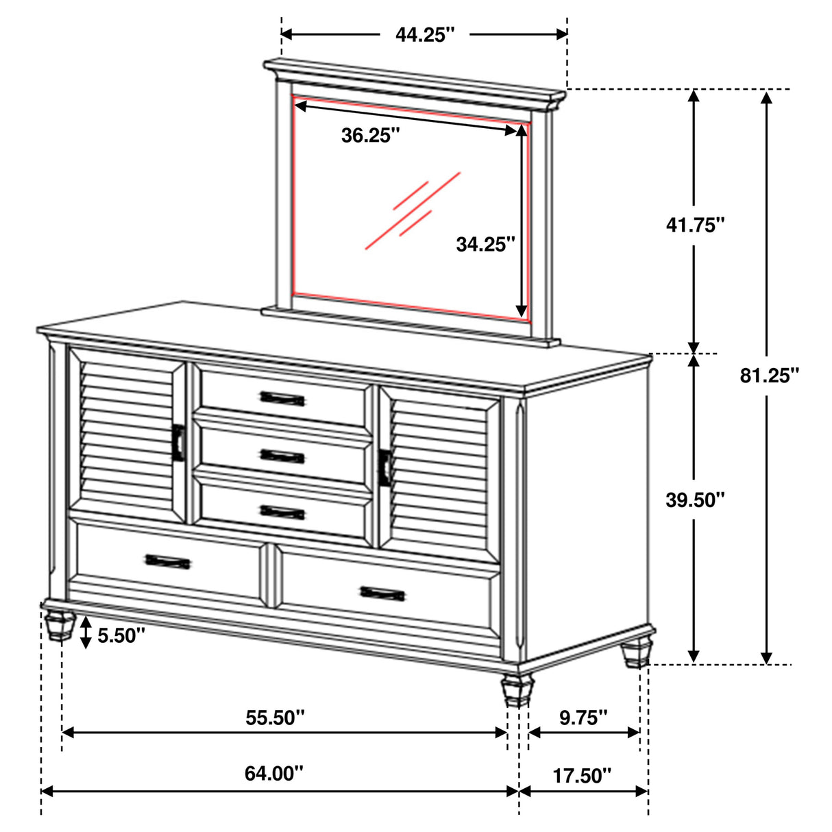 Franco Dresser with Mirror - Furniture World