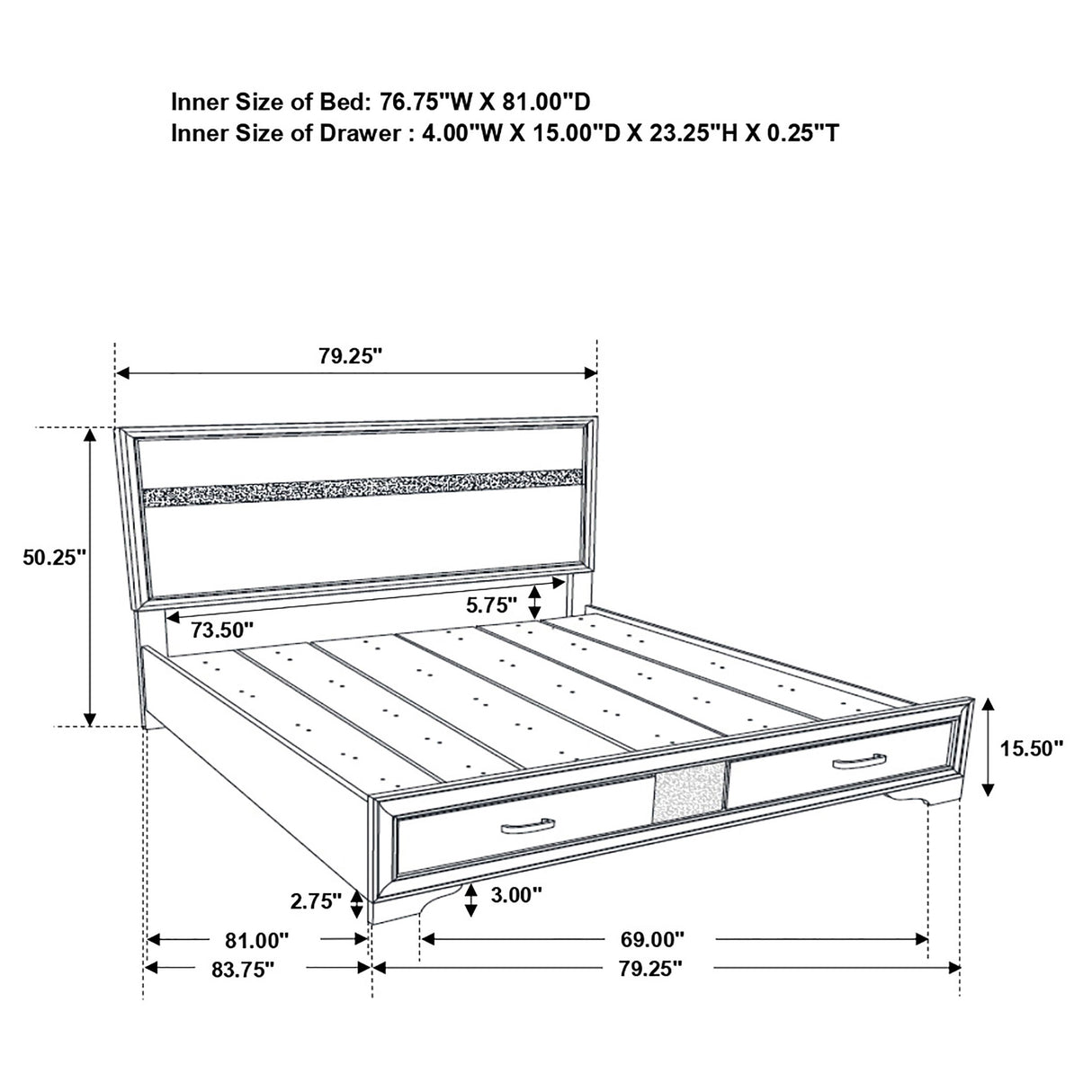 Miranda Panel Platform Storage Bed - Furniture World