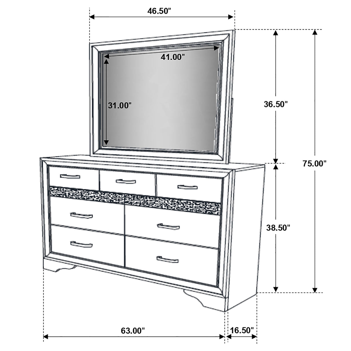 Miranda Dresser with Mirror - Furniture World