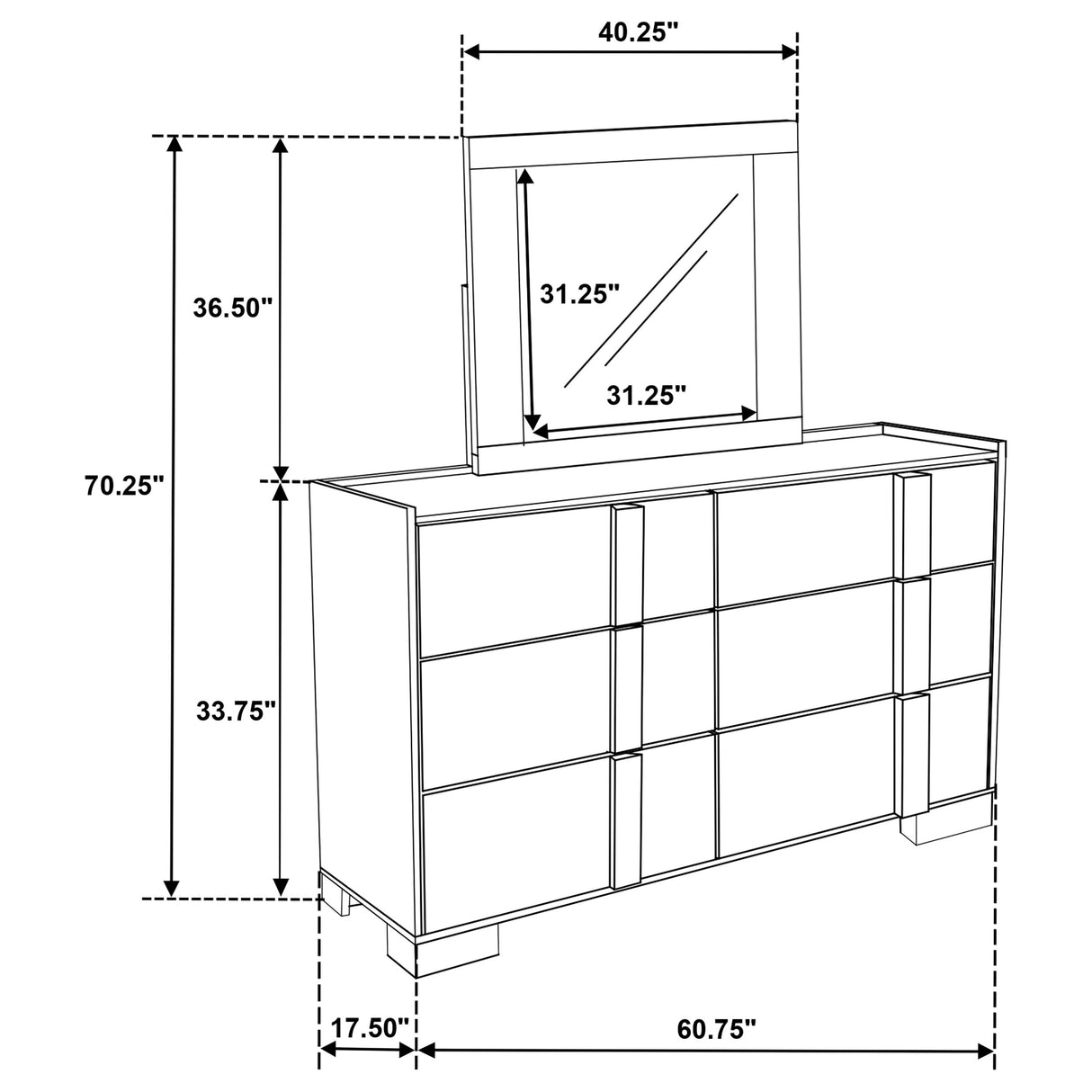 Hyland Dresser with Mirror - Furniture World