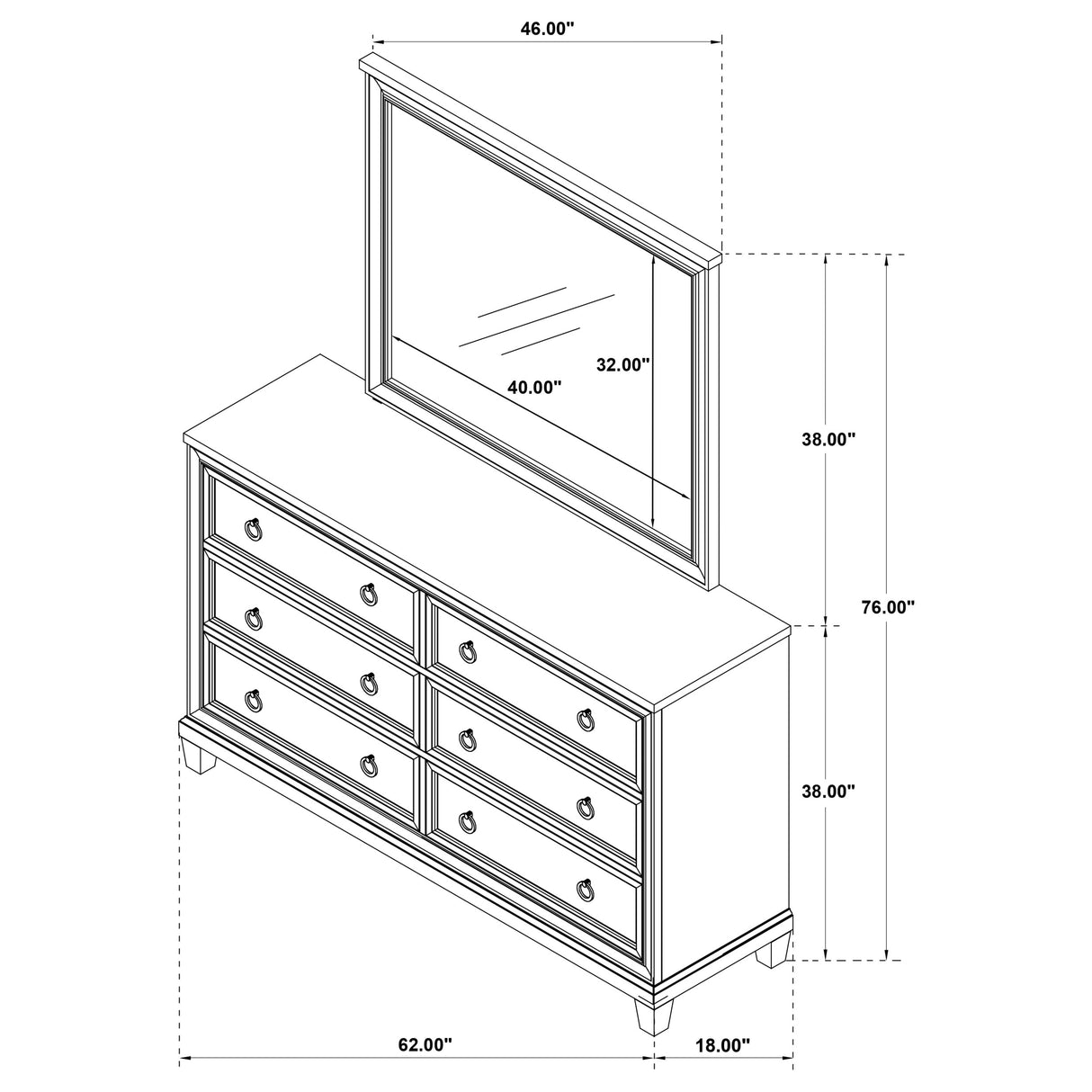 Pembroke Dresser with Mirror - Furniture World