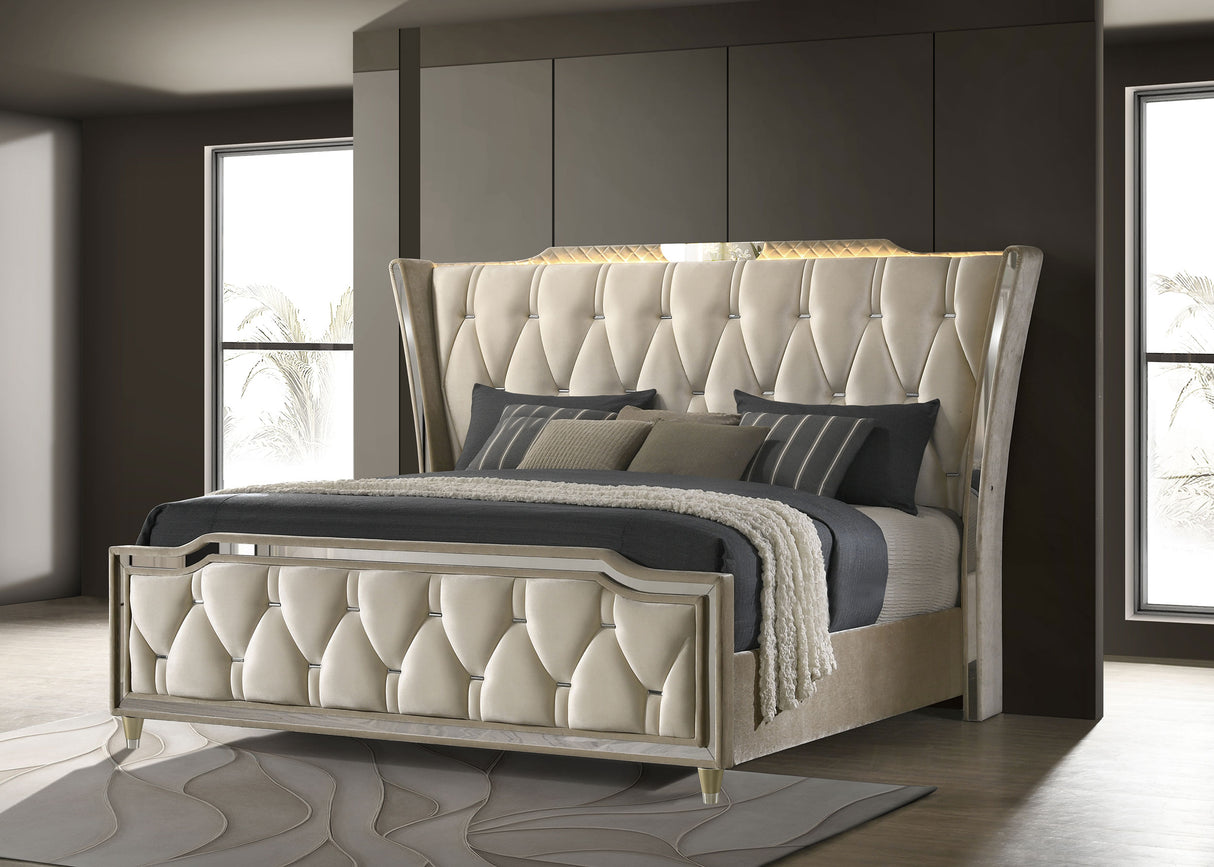 Lorient Wingback Bed with LED Lighting - Furniture World