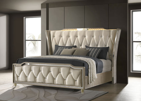 Lorient Wingback Bed with LED Lighting - Furniture World