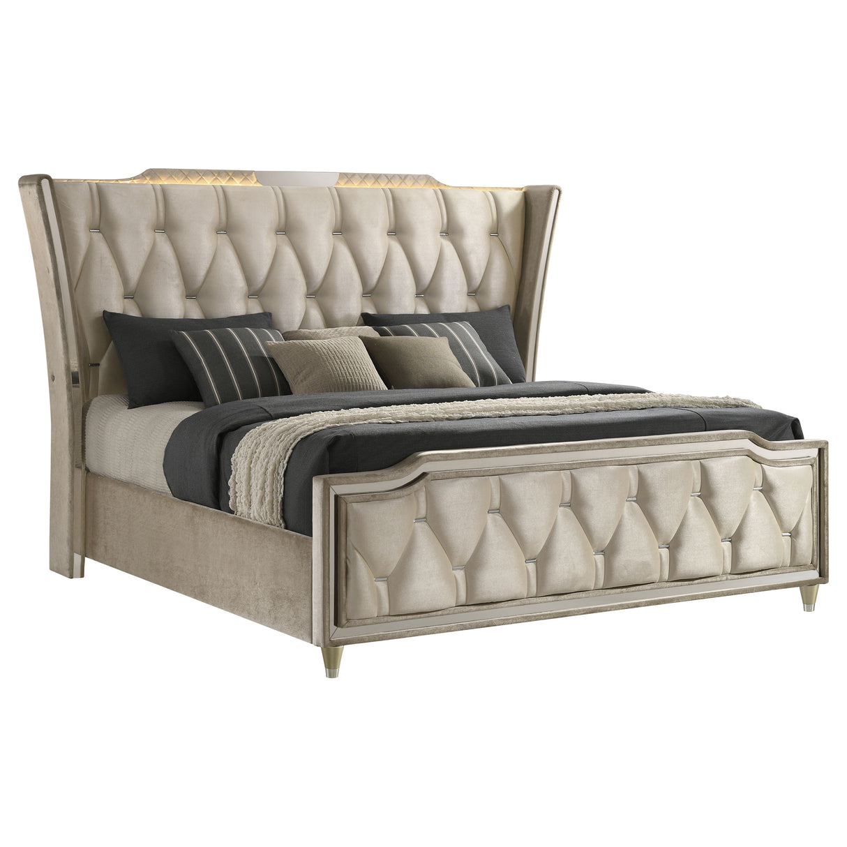 Lorient Wingback Bed with LED Lighting - Furniture World