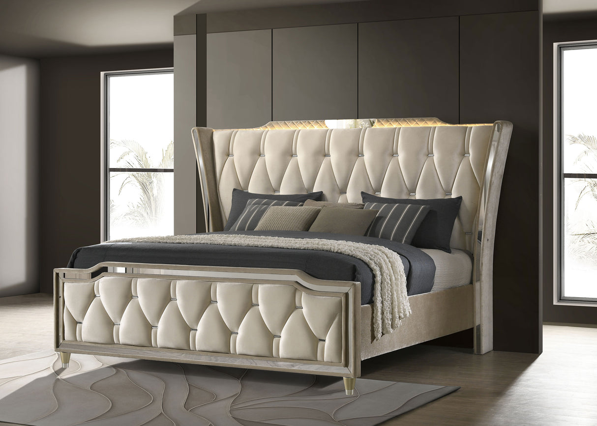 Lorient Wingback Bed with LED Lighting - Furniture World
