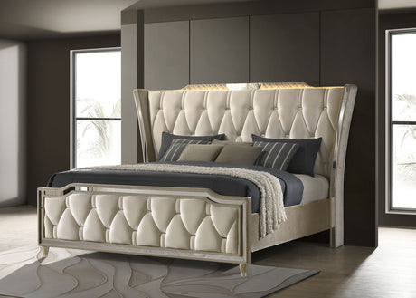 Lorient Wingback Bed with LED Lighting - Furniture World