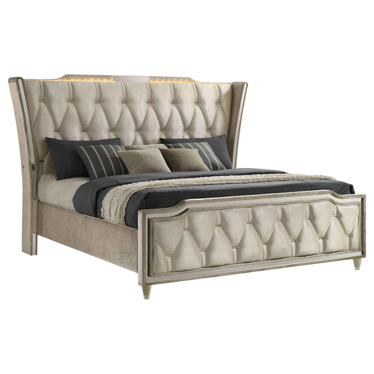 Lorient Wingback Bed with LED Lighting - Furniture World