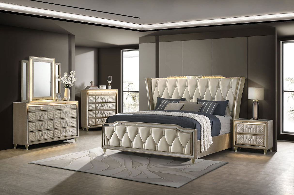 Lorient Wingback Bed with LED Lighting - Furniture World