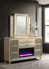 Lorient LED Dresser with LED Mirror and Flame Visualizer - Furniture World