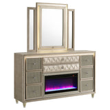 Lorient LED Dresser with LED Mirror and Flame Visualizer - Furniture World