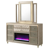 Lorient LED Dresser with LED Mirror and Flame Visualizer - Furniture World