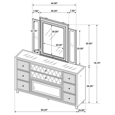 Lorient LED Dresser with LED Mirror and Flame Visualizer - Furniture World