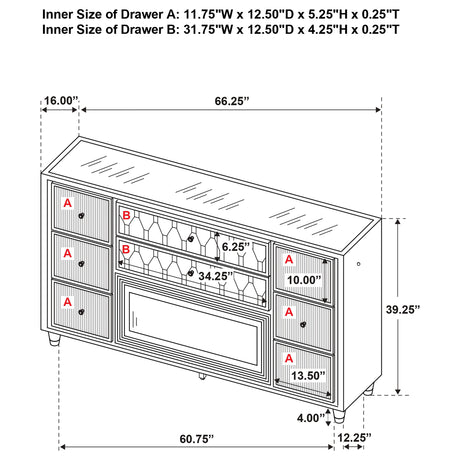 Lorient LED Dresser with Flame Visualizer - Furniture World