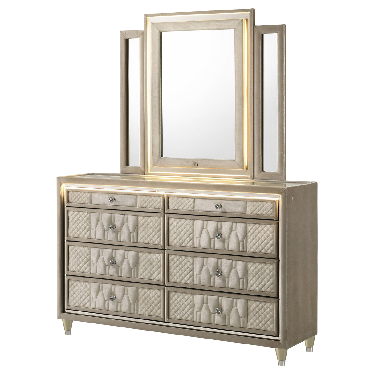 Lorient LED Dresser with LED Mirror - Furniture World
