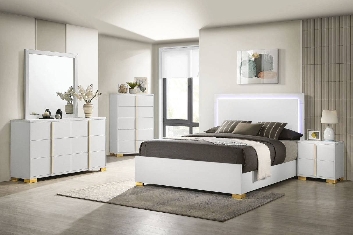 Marceline Panel Bed with LED Lighting - Furniture World