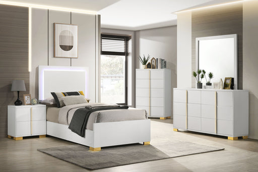 Marceline Bedroom Set with LED Headboard White - Furniture World