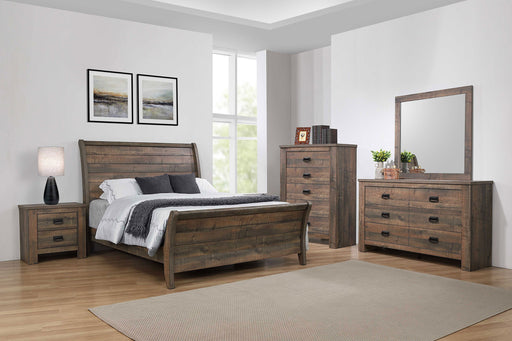 Frederick California King Sleigh Bedroom Set Weathered Oak - Furniture World