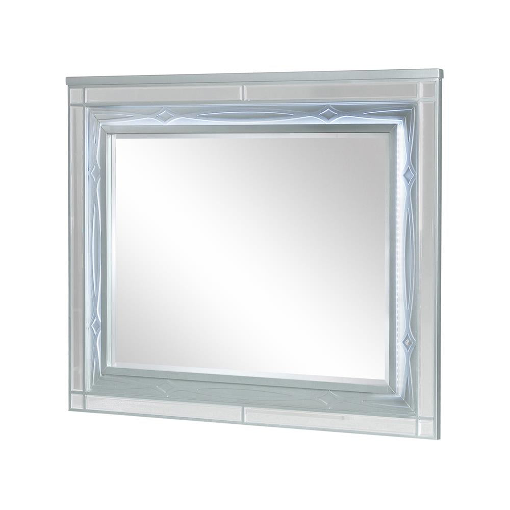 Gunnison Dresser Mirror with LED Lighting Silver Metallic - Furniture World