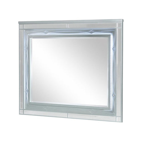 Gunnison Dresser Mirror with LED Lighting Silver Metallic - Furniture World