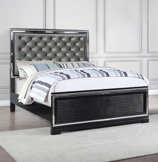 Cappola Upholstered Tufted Bed Silver and Black - Furniture World