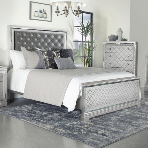 Eleanor Upholstered Tufted Bed Metallic - Furniture World