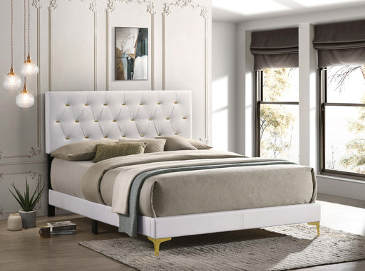 Kendall Tufted Upholstered Panel Bed White - Furniture World