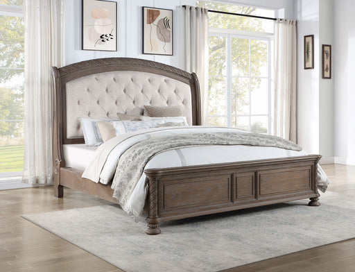 Emmett Tufted Headboard Panel Bed Walnut and Beige - Furniture World