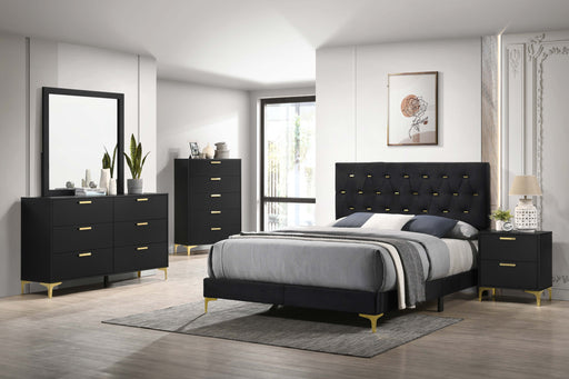 Kendall Tufted Panel Bedroom Set Black and Gold - Furniture World