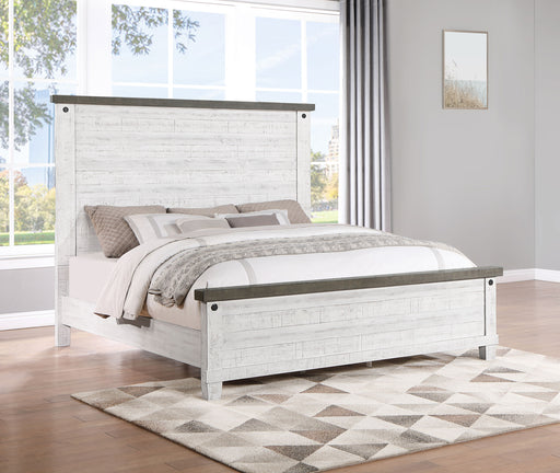 Lilith Panel Bed Distressed Grey and White - Furniture World