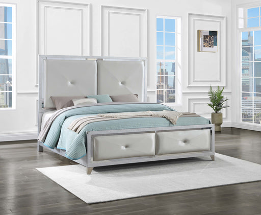 Larue Upholstered Tufted Panel Bed Silver - Furniture World