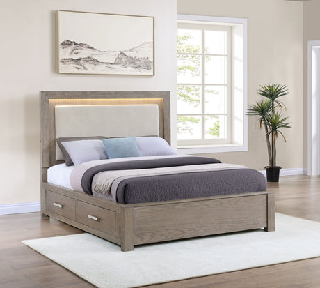 Kenora Panel Platform Storage Bed with LED Lighting - Furniture World