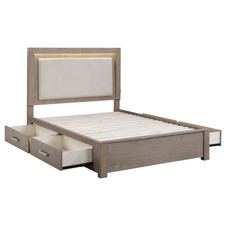 Kenora Panel Platform Storage Bed with LED Lighting - Furniture World