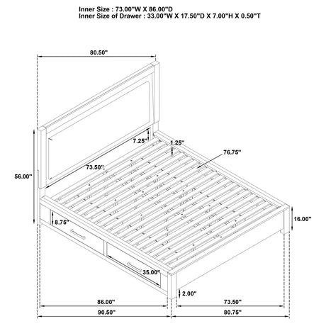 Kenora Panel Platform Storage Bed with LED Lighting - Furniture World