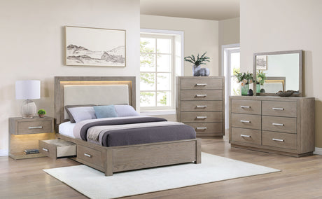 Kenora Panel Platform Storage Bed with LED Lighting - Furniture World