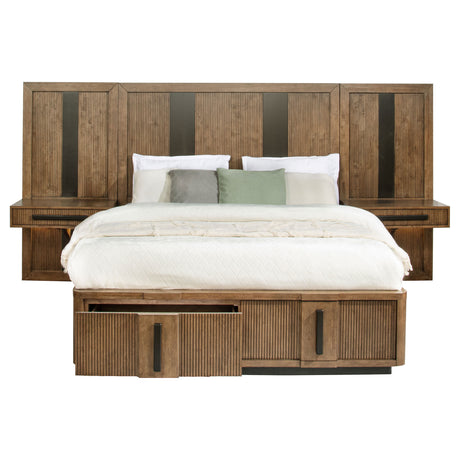 Terrace Wall Panel Platform Storage Bed with Attached Nightstands - Furniture World