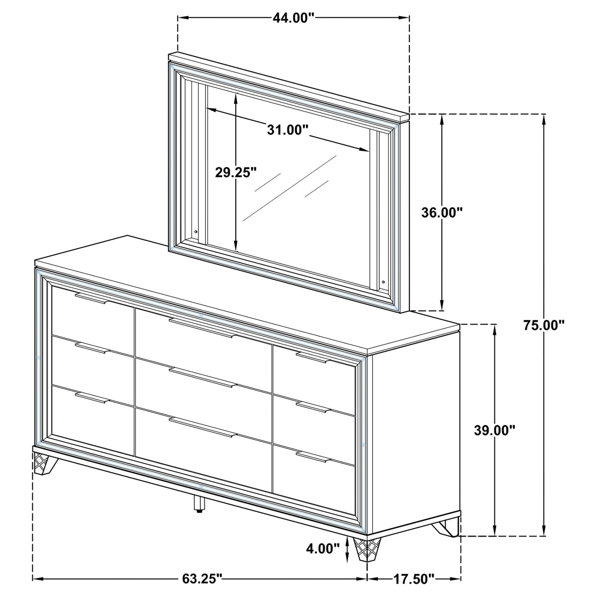 Marmore Dresser with Mirror - Furniture World