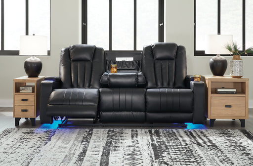 Center Point Reclining Sofa with Drop Down Table - Furniture World