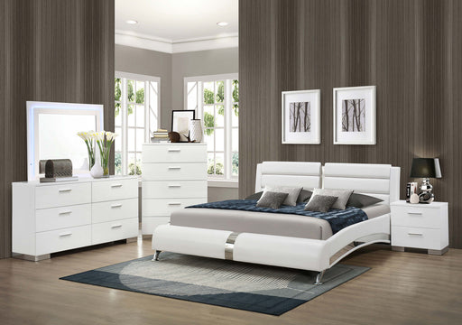 Jeremaine Bedroom Set with LED Mirror Glossy White - Furniture World