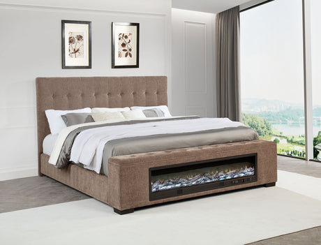Senna Panel Bed with Bluetooth Speaker and Flame Visualizer - Furniture World