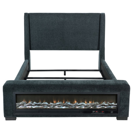 Preston Wingback Bed with Flame Visualizer and Bluetooth Speaker - Furniture World