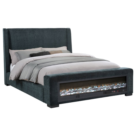 Preston Wingback Bed with Flame Visualizer and Bluetooth Speaker - Furniture World