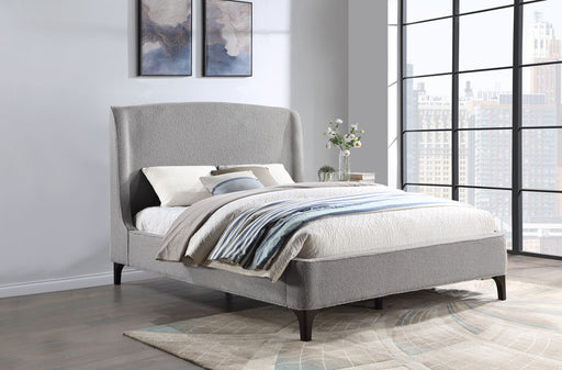 Mosby Upholstered Curved Headboard Platform Bed - Furniture World