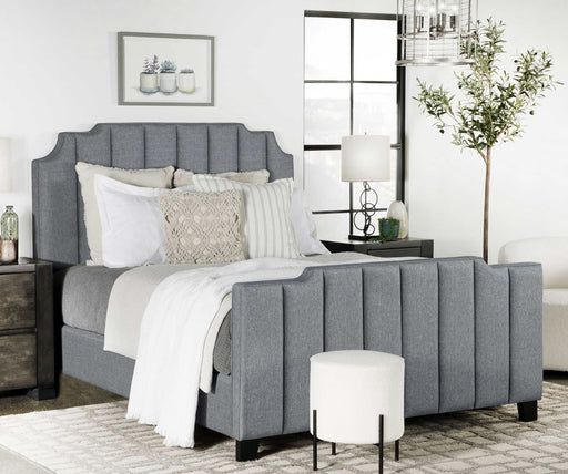 Fiona Upholstered Panel Bed Light Grey - Furniture World