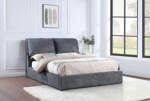 Laurel Upholstered Platform Bed with Pillow Headboard Charcoal Grey - Furniture World