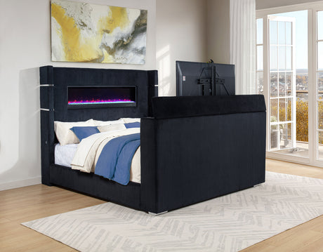Tisdall Wingback TV Bed with Flame Visualizer - Furniture World