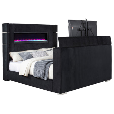 Tisdall Wingback TV Bed with Flame Visualizer - Furniture World