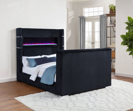 Tisdall Wingback TV Bed with Flame Visualizer - Furniture World