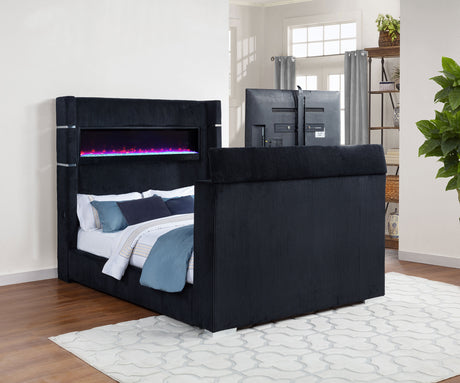 Tisdall Wingback TV Bed with Flame Visualizer - Furniture World