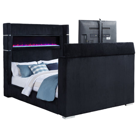 Tisdall Wingback TV Bed with Flame Visualizer - Furniture World