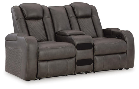 Fyne-Dyme Power Reclining Loveseat with Console - Furniture World